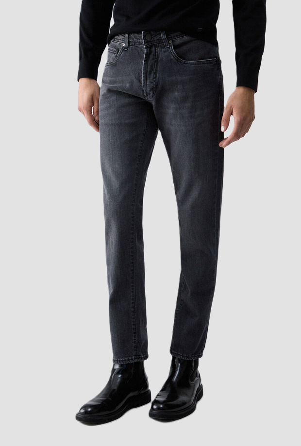 Jeans straight uomo grigio denim 