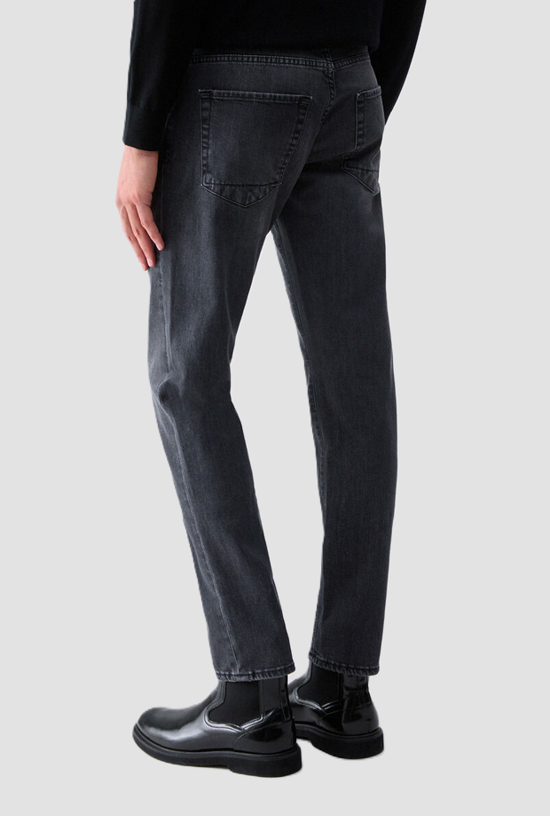 Jeans straight uomo grigio denim 