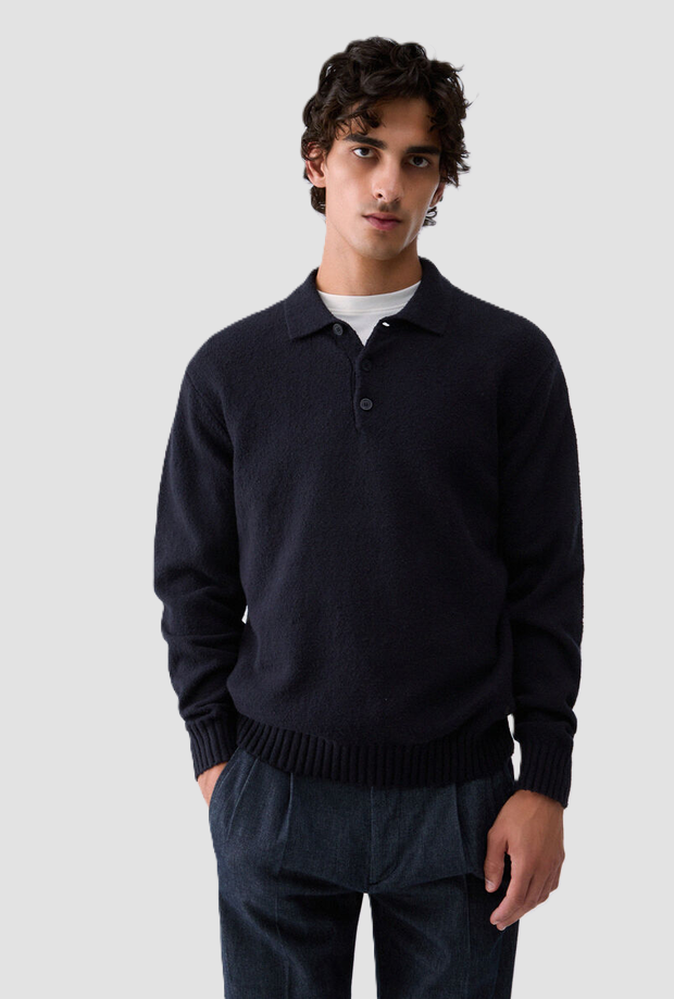 Polo in maglia uomo blu scuro 