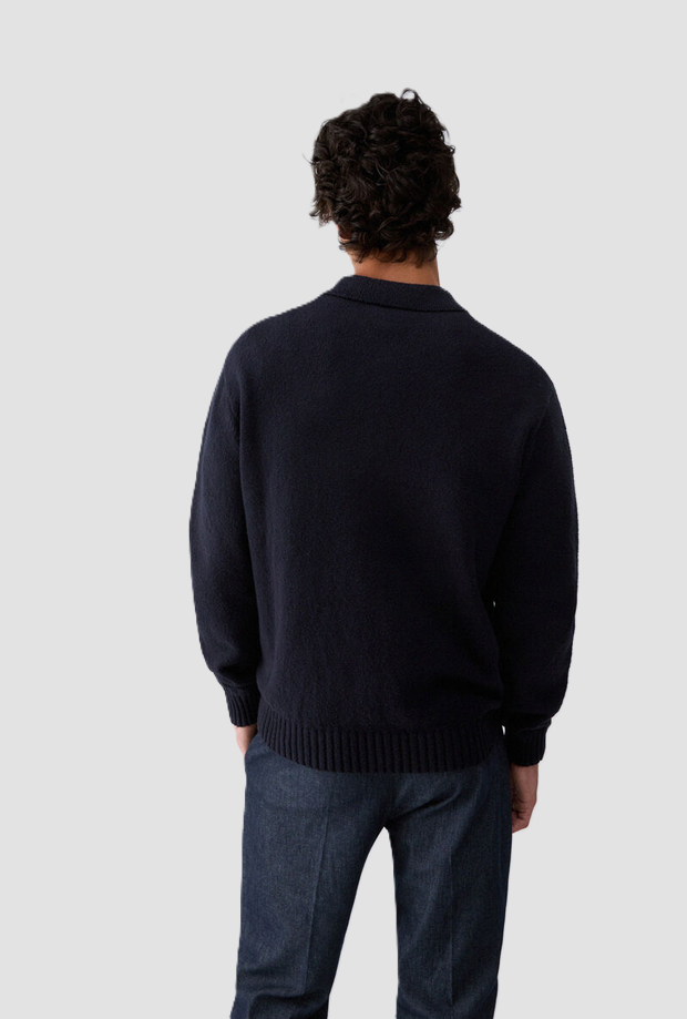 Polo in maglia uomo blu scuro 