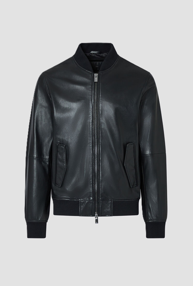 Bomber in pelle da uomo nero 
