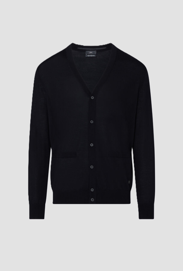 Cardigan in lana uomo nero 