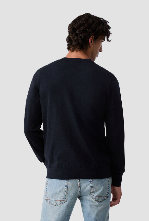 Cardigan in lana uomo blu scuro 