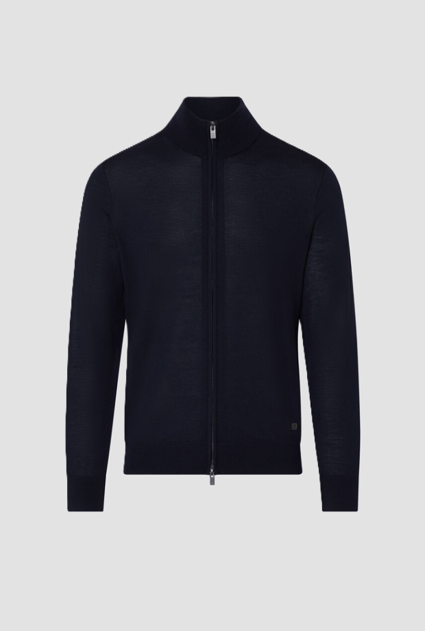 Cardigan full zip uomo blu scuro 