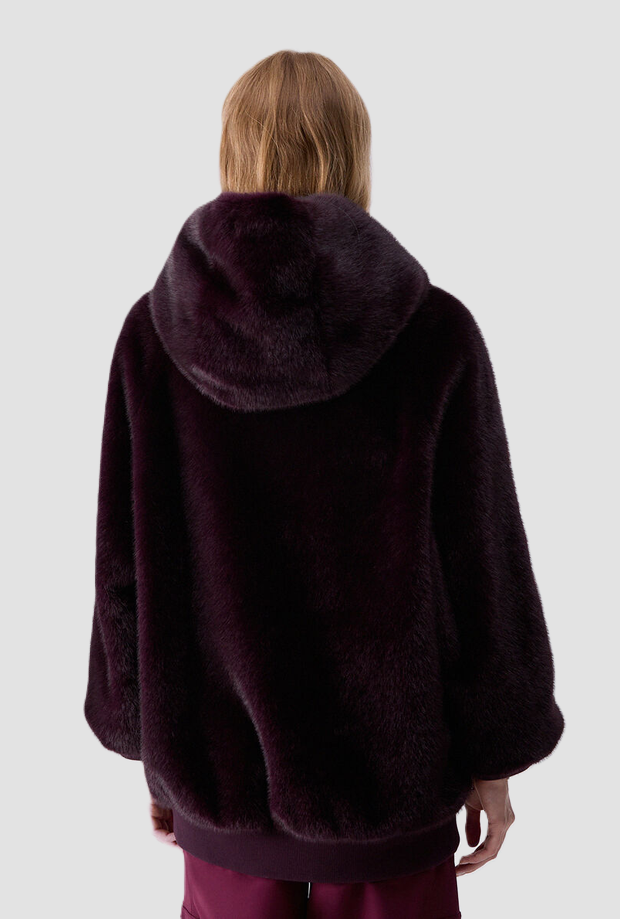Giubbino in tessuto teddy donna rosso 