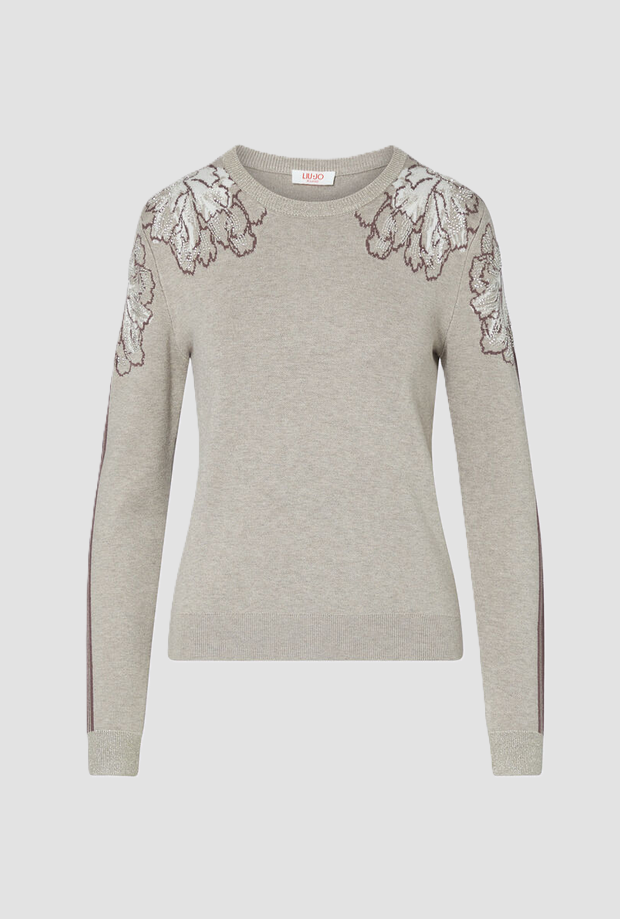 Maglia jacquard donna beige 