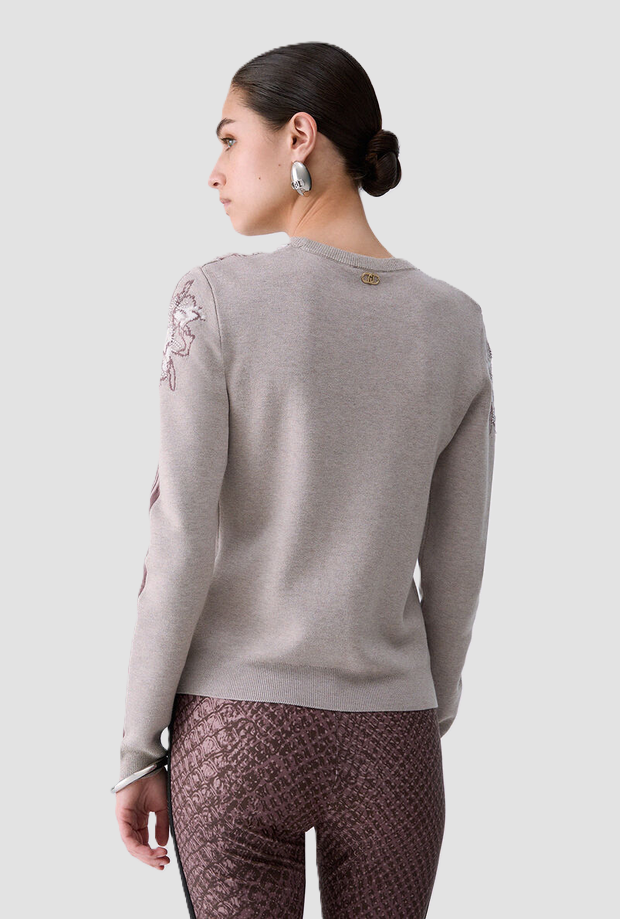 Maglia jacquard donna beige 