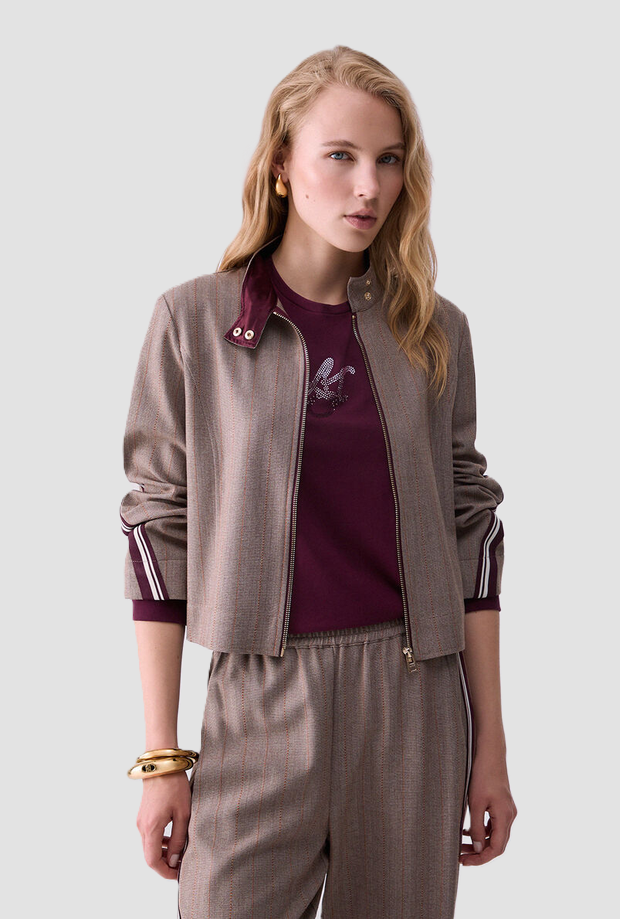 Giacca con dettagli tape donna beige 