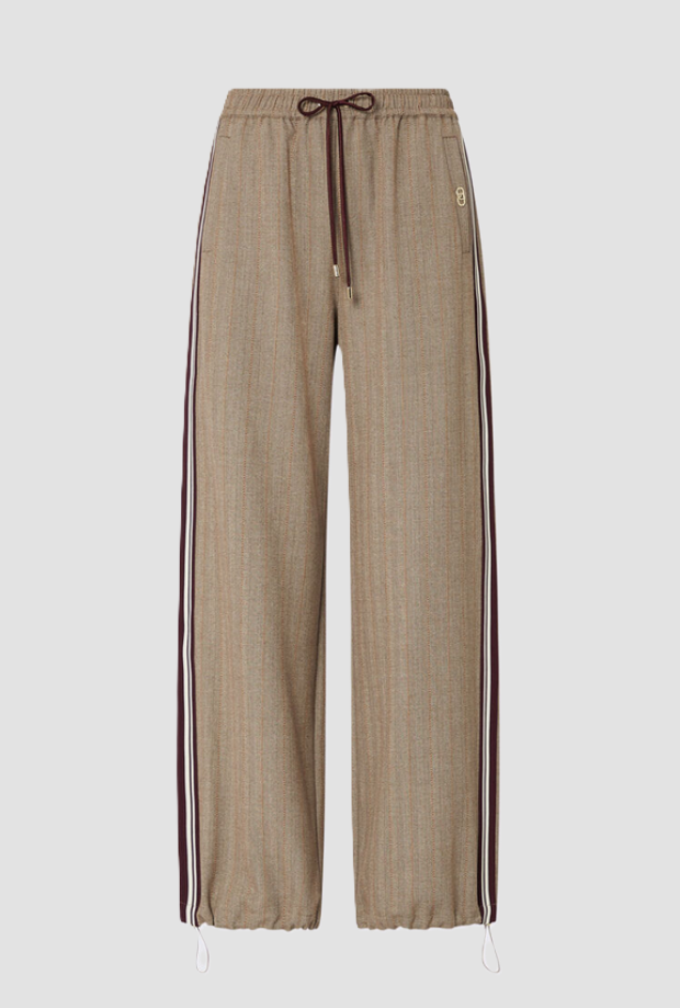 Pantalone con bande laterali donna beige 