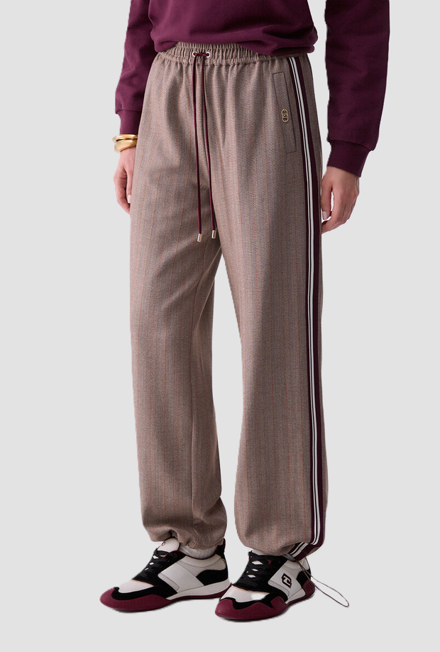 Pantalone con bande laterali donna beige 