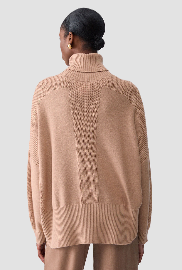 Dolcevita misto lana donna beige 