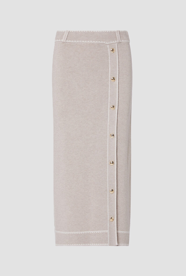 Gonna misto seta donna beige 