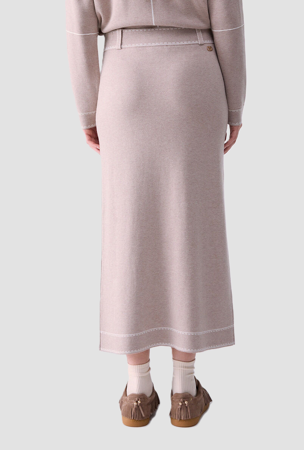 Gonna misto seta donna beige 