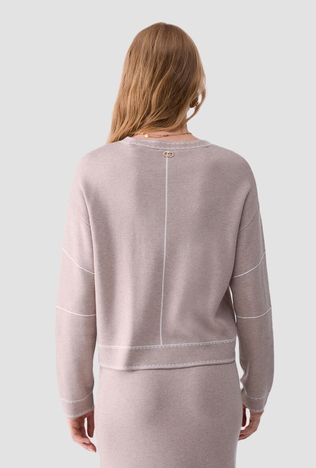 Maglia con impunture donna beige 