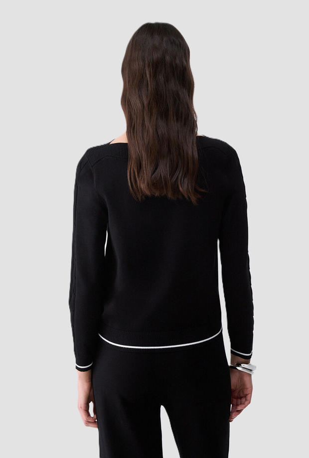 Maglia con profili a contrasto donna nero 
