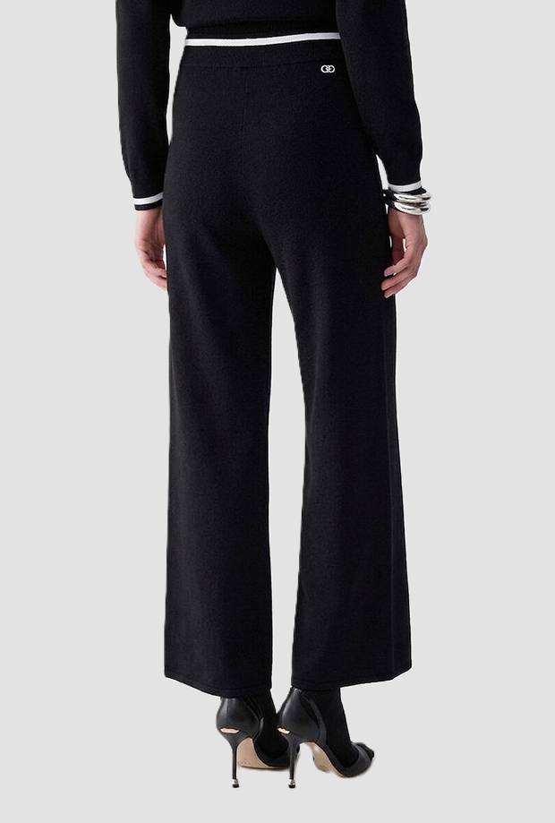 Pantalone con profili a contrasto donna nero 