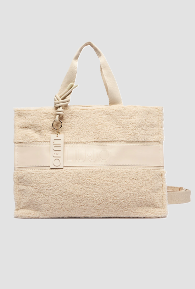 Borsa effetto pelliccia donna bianco lana 