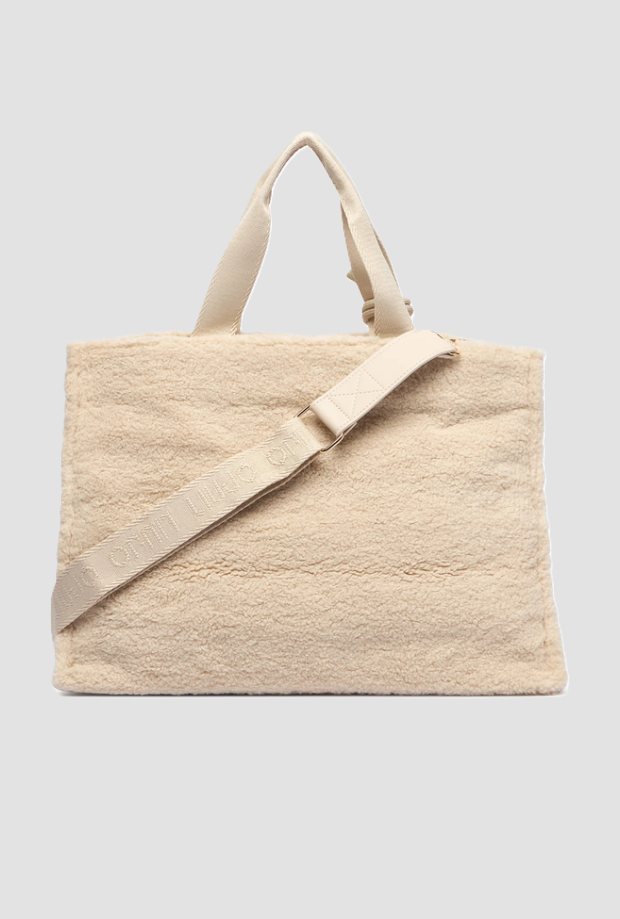Borsa effetto pelliccia donna bianco lana 