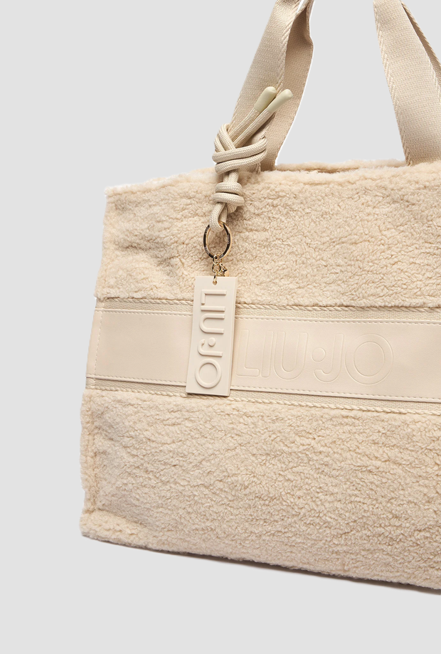 Borsa effetto pelliccia donna bianco lana 