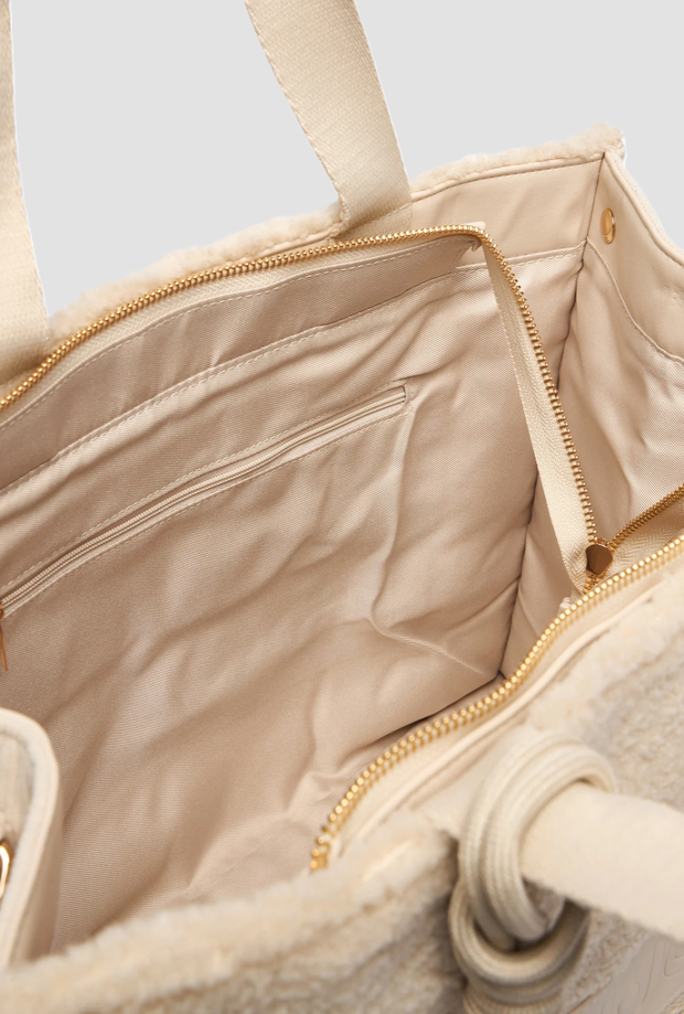 Borsa effetto pelliccia donna bianco lana 