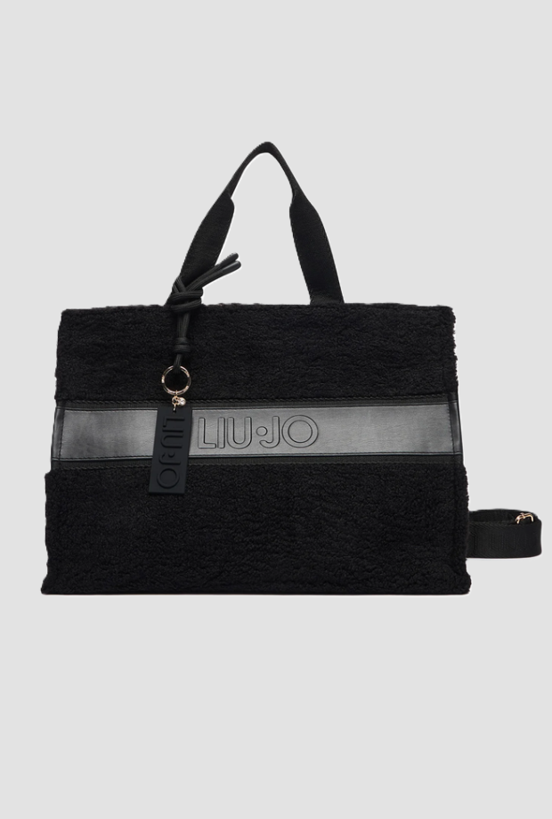 Borsa effetto pelliccia donna nero 