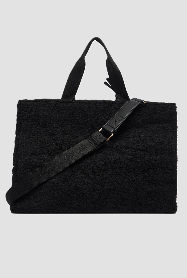 Borsa effetto pelliccia donna nero 