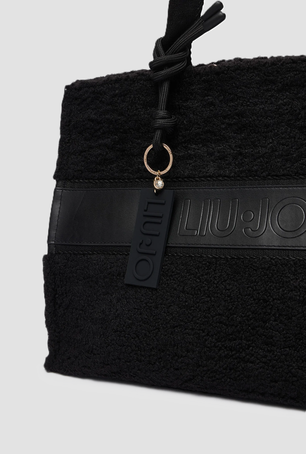 Borsa effetto pelliccia donna nero 