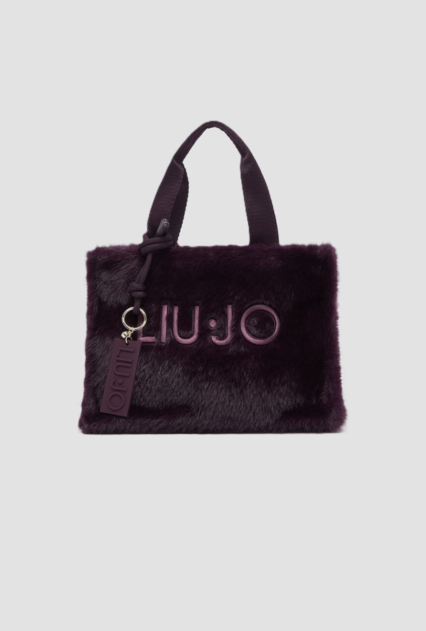 Borsa in tessuto teddy donna viola 