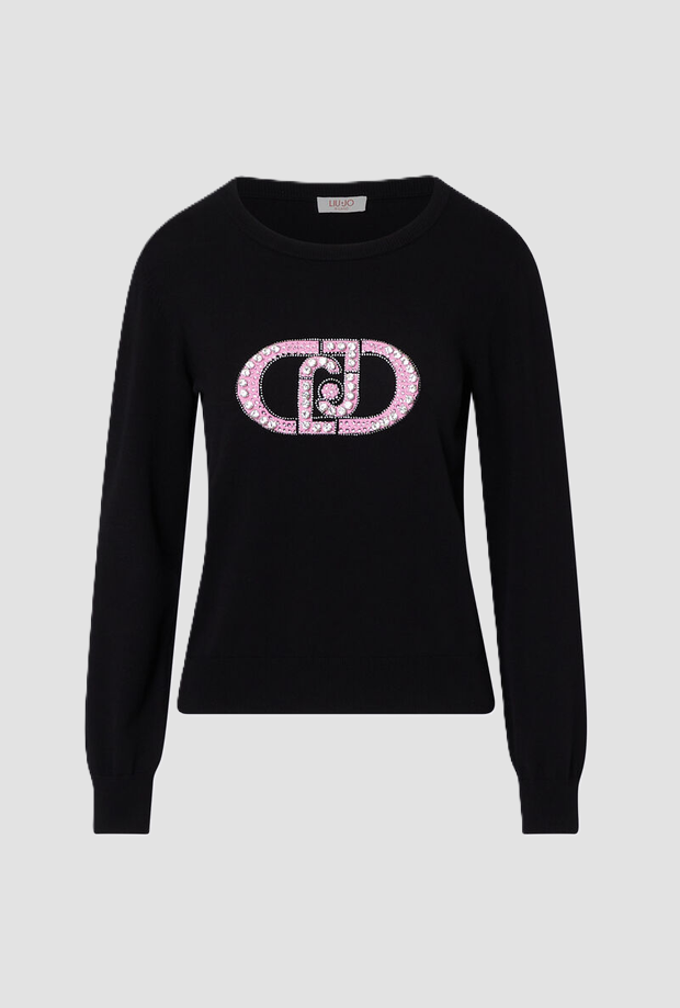 Maglia con logo donna nero 