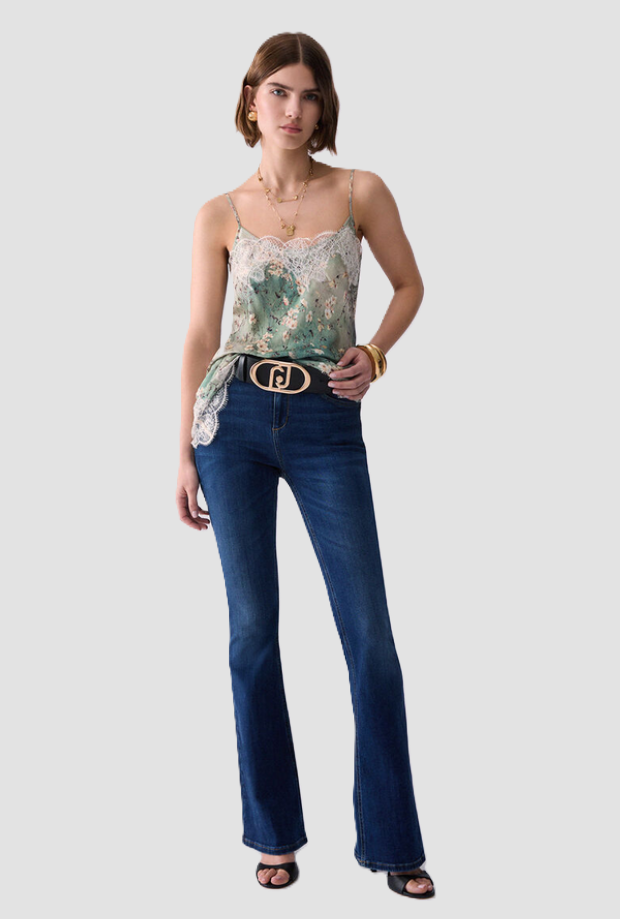 Jeans a zampa donna blu 