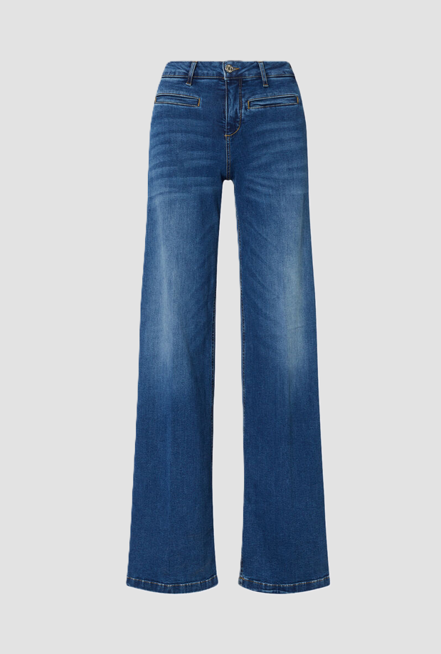 Jeans a zampa e vita alta donna blu 