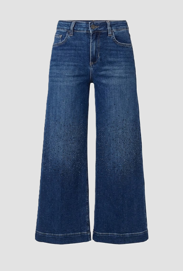 Jeans a palazzo con strass donna blu 