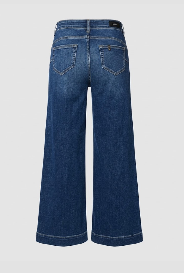 Jeans a palazzo con strass donna blu 