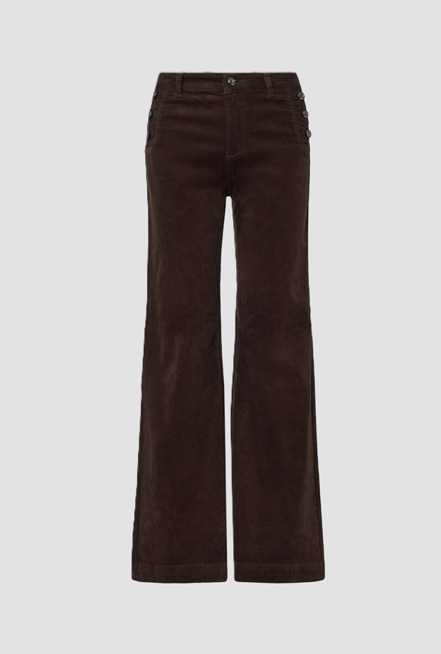 Pantalone in velluto donna marrone scuro 