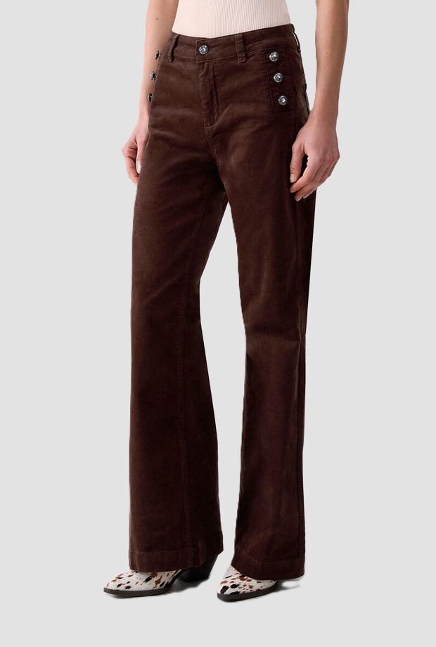 Pantalone in velluto donna marrone scuro 