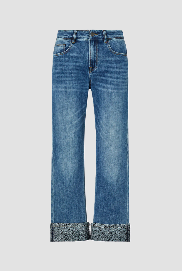 Jeans con risvolto donna blu 