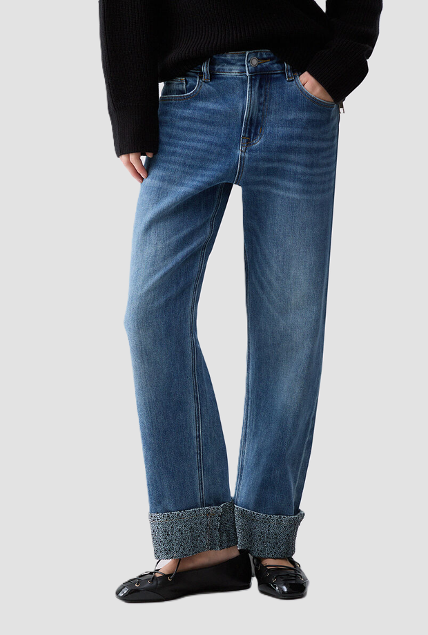 Jeans con risvolto donna blu 