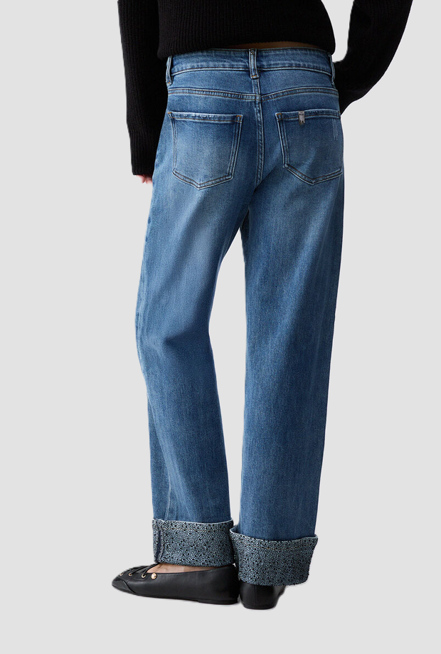 Jeans con risvolto donna blu 