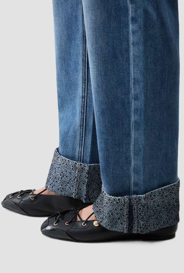 Jeans con risvolto donna blu 