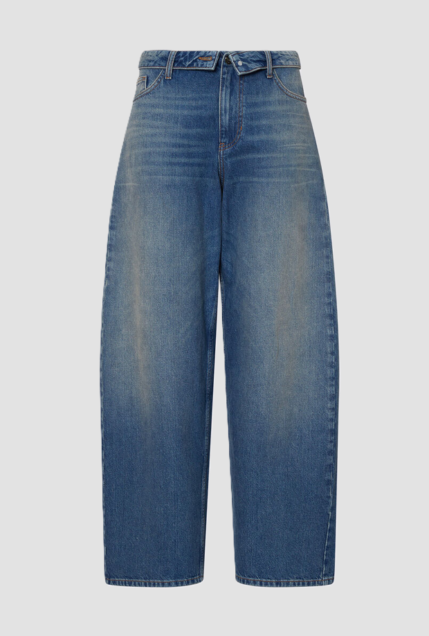 Jeans wide leg donna blu denim 
