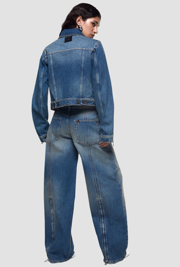 Jeans wide leg donna blu denim 