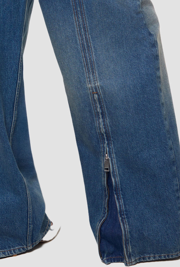 Jeans wide leg donna blu denim 