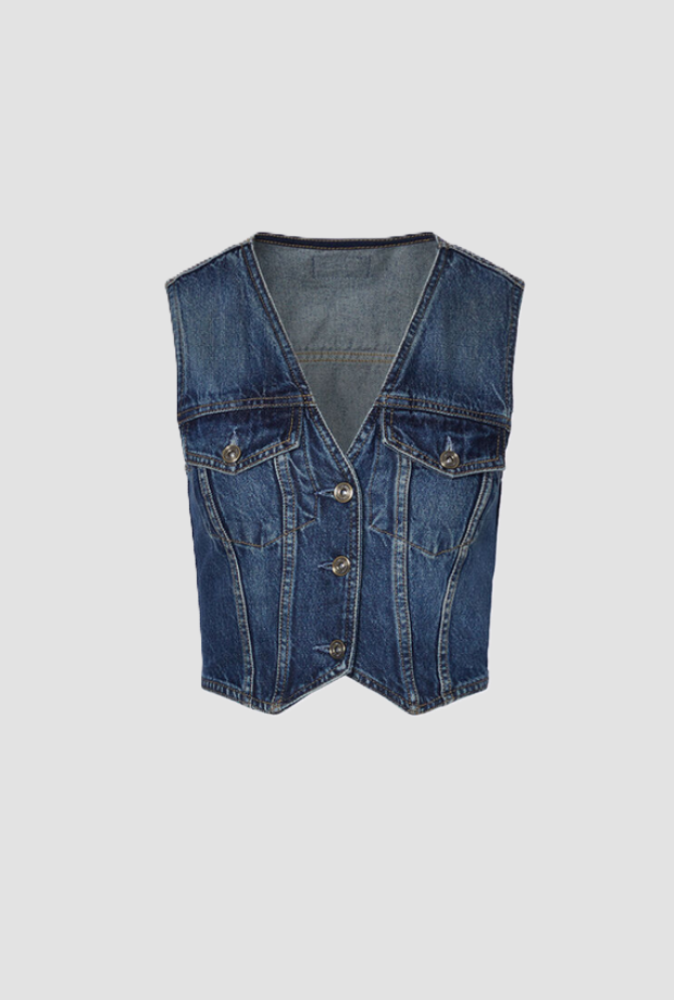 Gilet in denim donna blu 