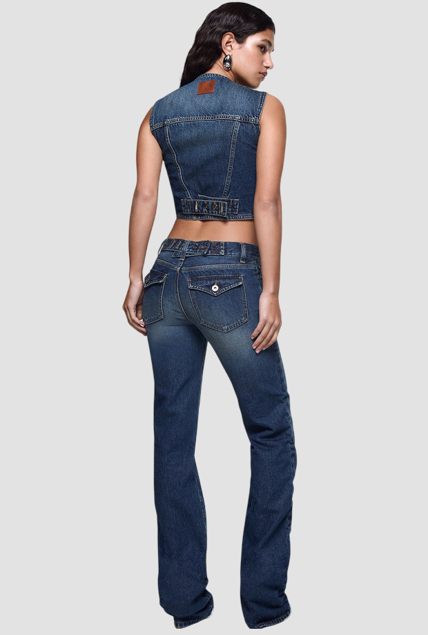 Gilet in denim donna blu 
