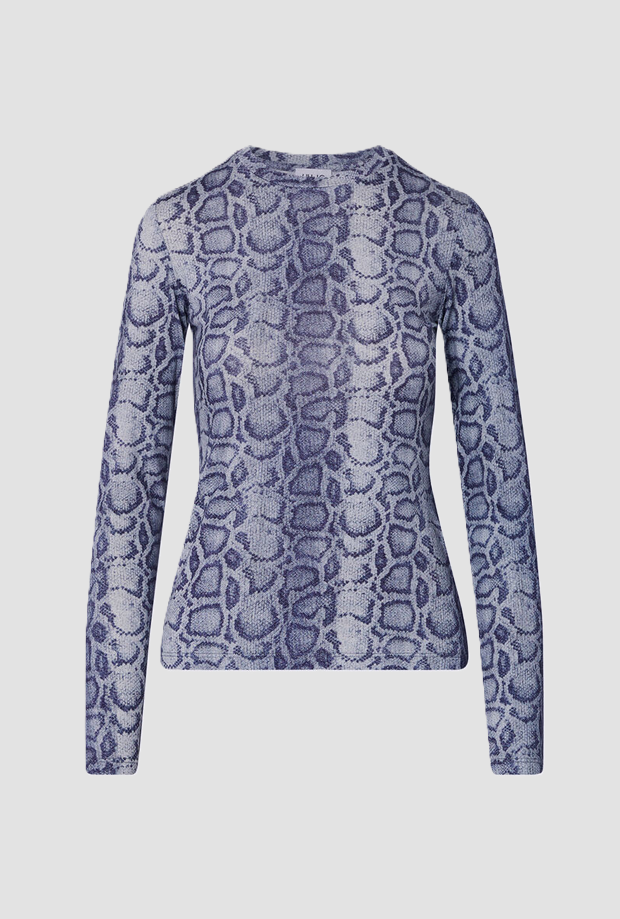 T-shirt effetto pitonato donna blu 