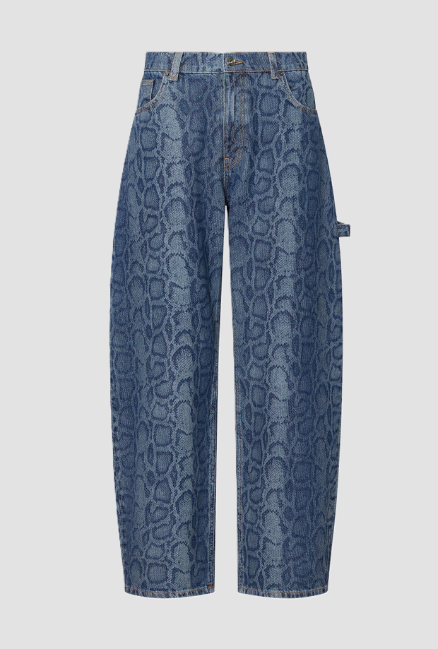 Jeans effetto pitonato donna blu 