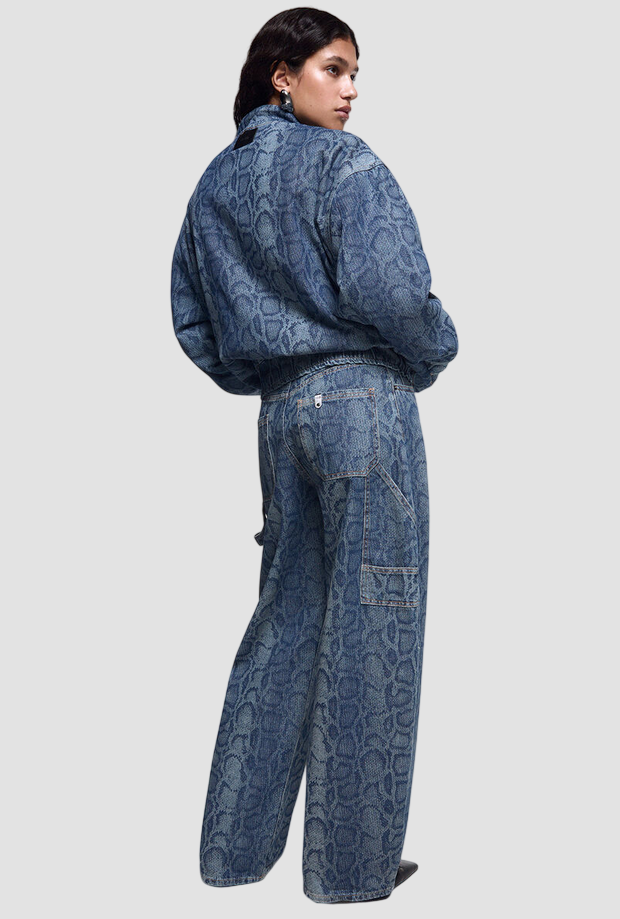 Jeans effetto pitonato donna blu 