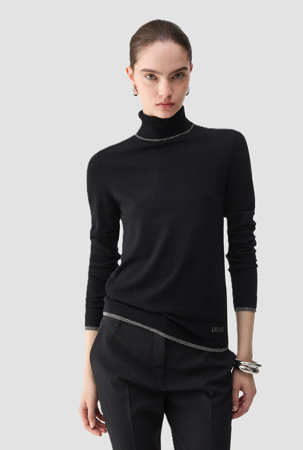 Dolcevita con profili donna nero 