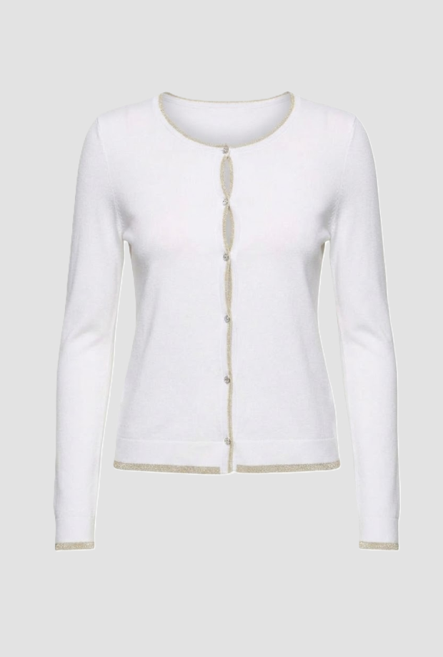Cardigan con profili donna bianco 