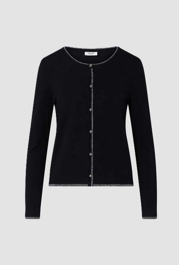 Cardigan con profili donna nero 